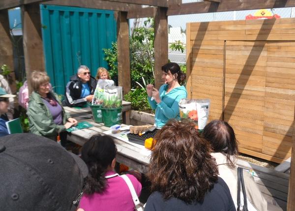 Xanthe White hosting the free gardening workshops at Daltons school of gardening, Auckland.